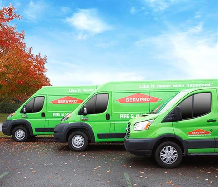 3 Vans with SERVPRO Green